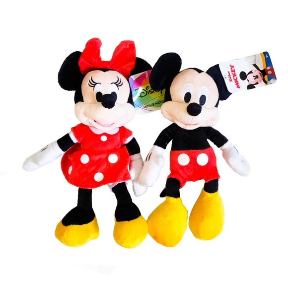 Disney Mickey Mouse and Minnie Plush Set Kids Boys Girls Beanie Stuffed Animal - Picture 1 of 4